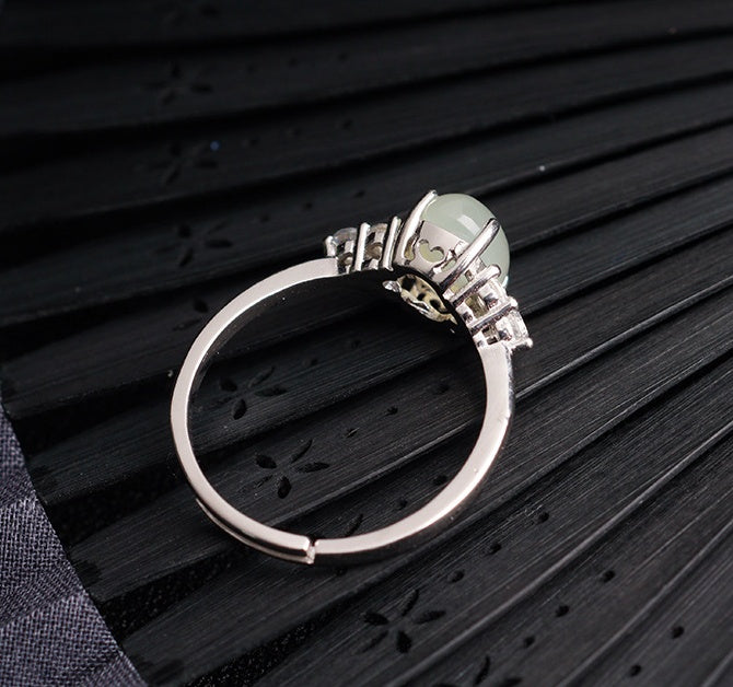 Moonstone jade Ring 925 Sterling silver