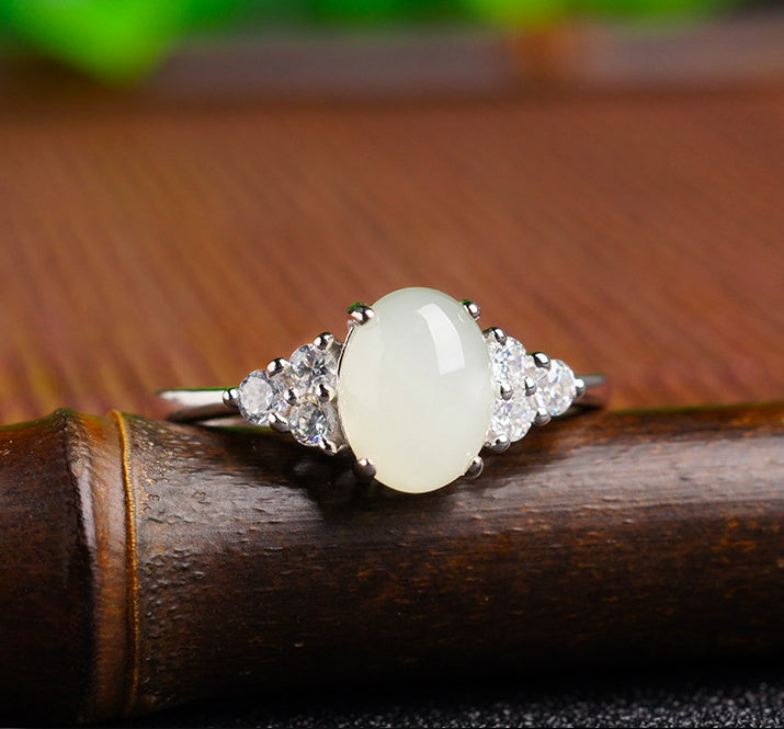 Moonstone jade Ring 925 Sterling silver