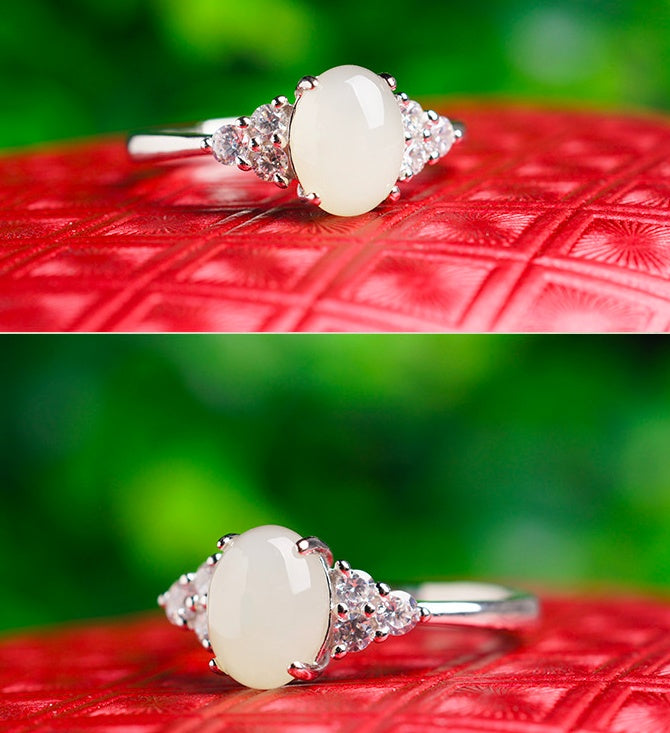 Moonstone jade Ring 925 Sterling silver