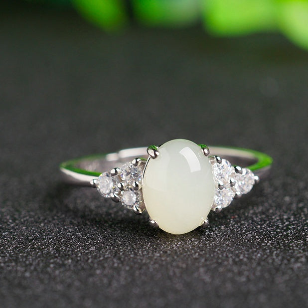 Moonstone jade Ring 925 Sterling silver