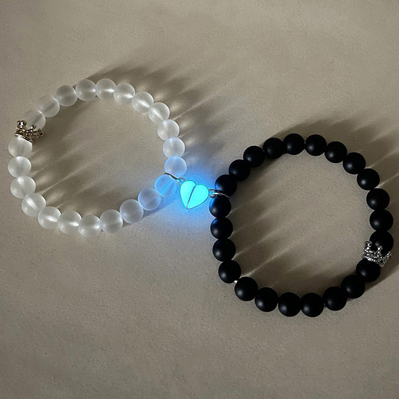 Luminous Heart Glow In The Dark Couple Bracelet