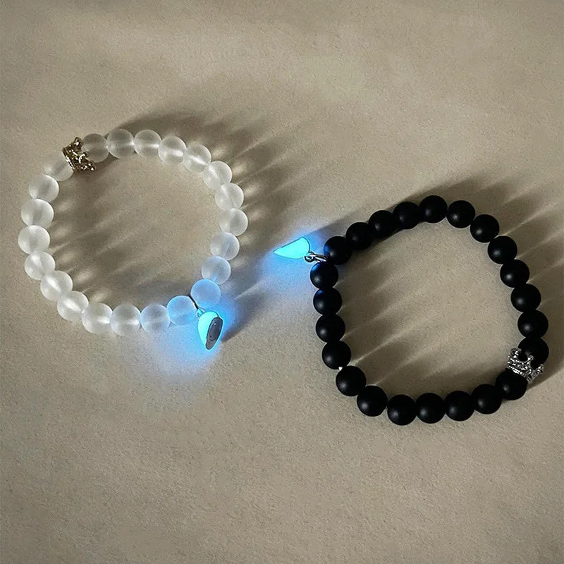 Luminous Heart Glow In The Dark Couple Bracelet