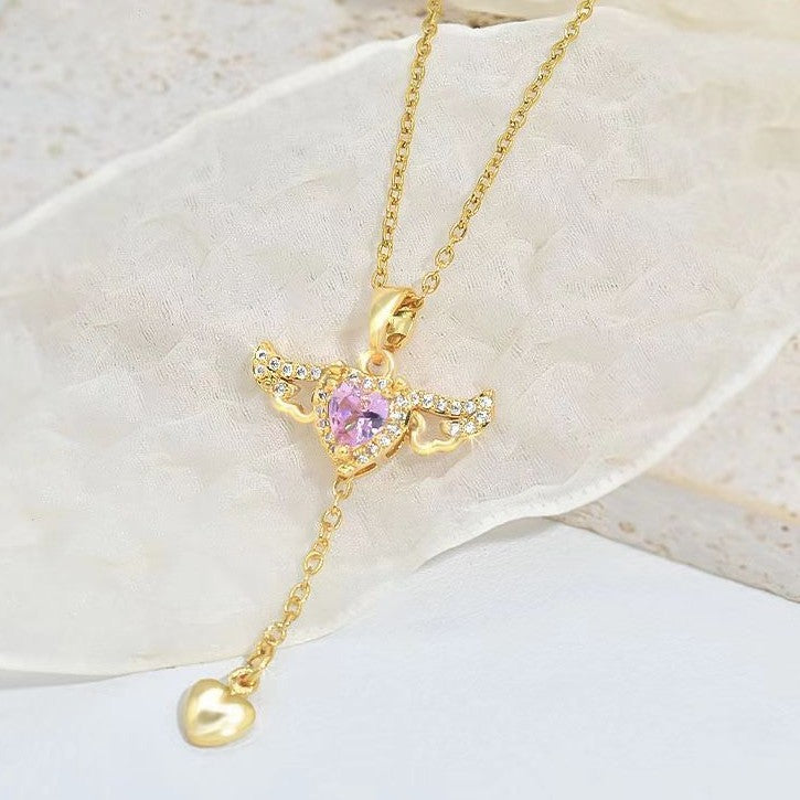 Cupid Heart Wings Necklace