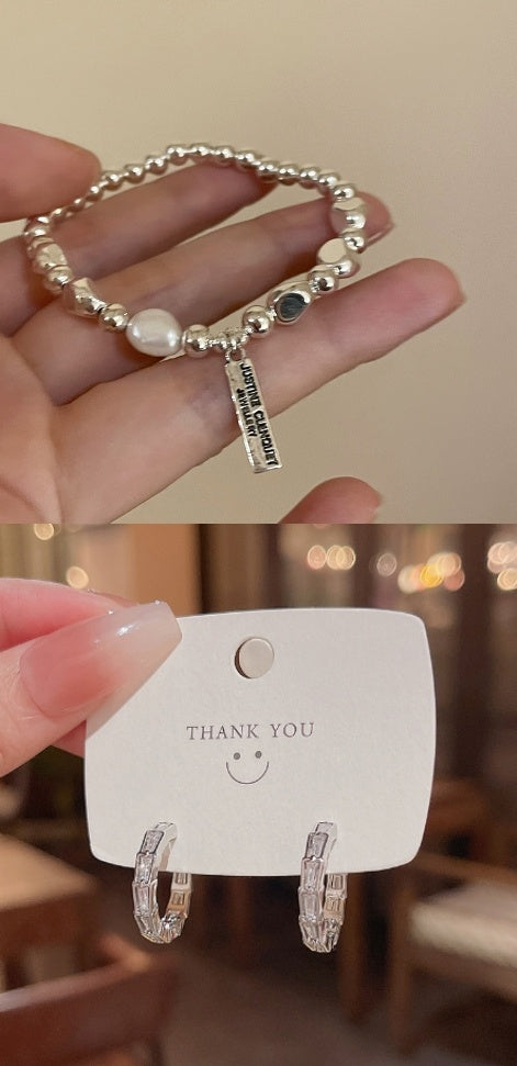 Sterling Silver Simple Zircon Set