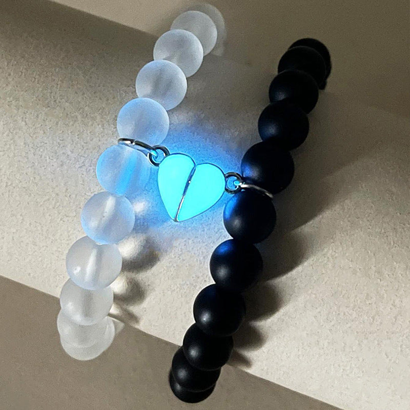 Luminous Heart Glow In The Dark Couple Bracelet