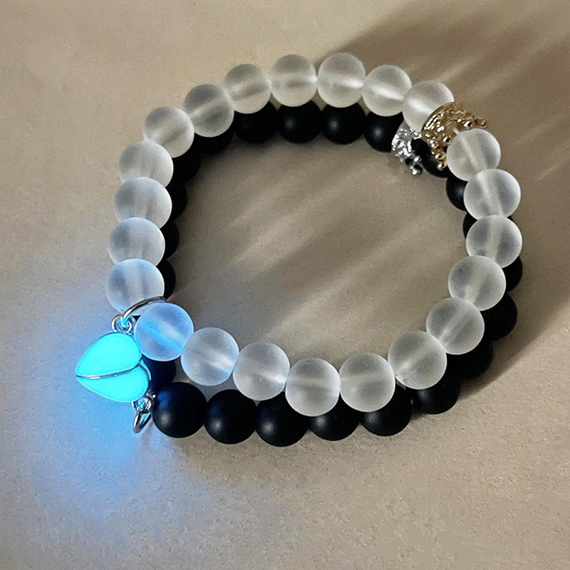 Luminous Heart Glow In The Dark Couple Bracelet