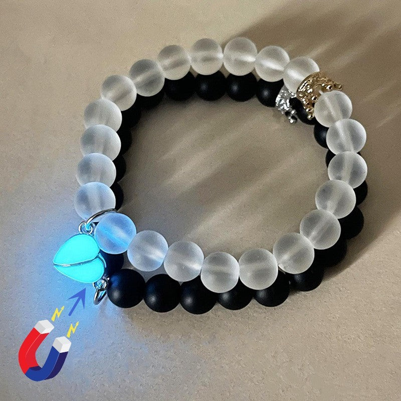 Luminous Heart Glow In The Dark Couple Bracelet
